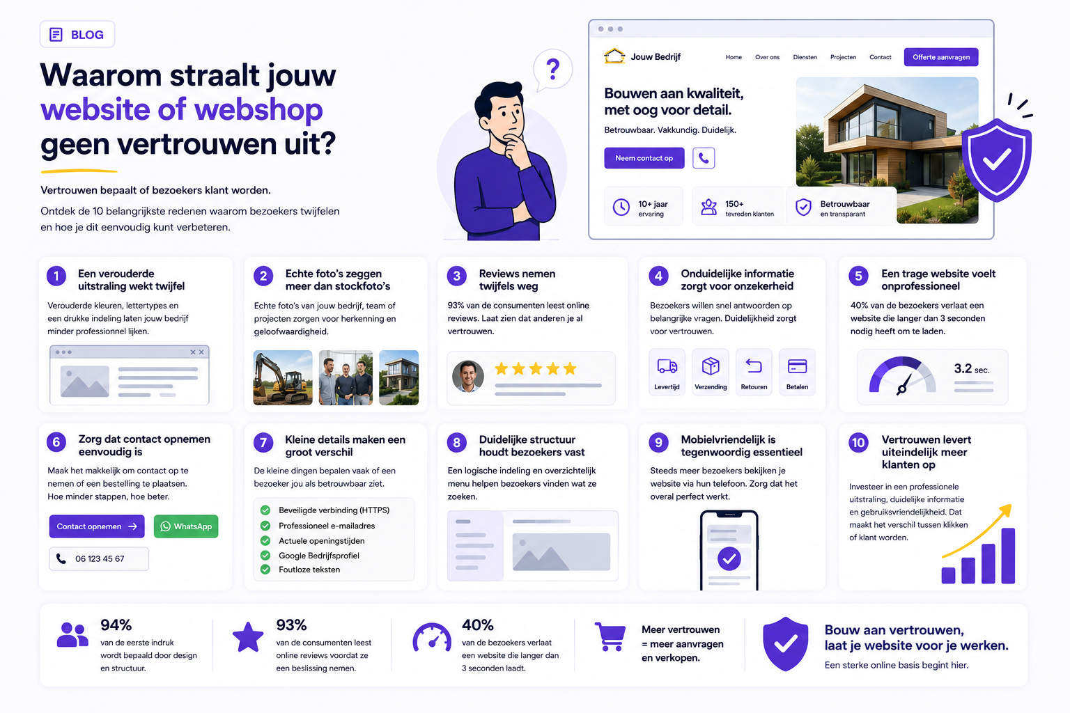 Waarom straalt jouw website of webshop geen vertrouwen uit? Waarom straalt jouw website of webshop geen vertrouwen uit?
